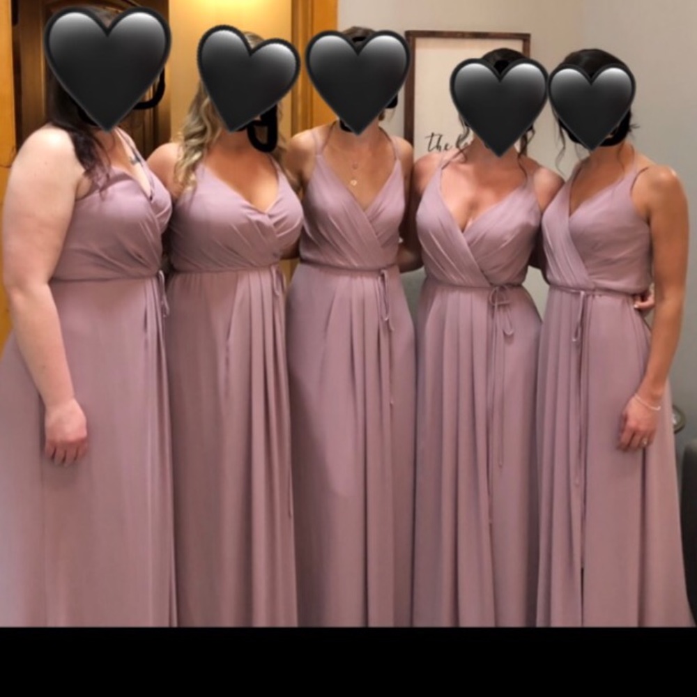 Davids bridal mauve “quartz” long bridesmaid dress